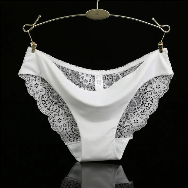 Women's Sexy Lace Panties Seamless Cotton Breathable Briefs Girls Transparent Underpants Plus Size Brand Underwear 1 Piece