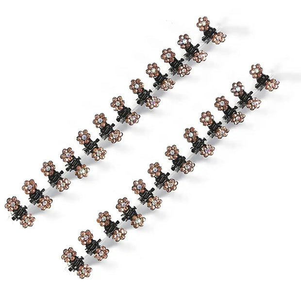 Small 12pcs/pack Crystal Rhinestone Flower Hair Claw Hairpins Styling Accessories Ornaments Hair Clips Hairgrip for Kids Girls