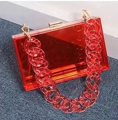 New style single shoulder messenger transparent acrylic handbags fashion personality chain small square bag dinner acrylic bag