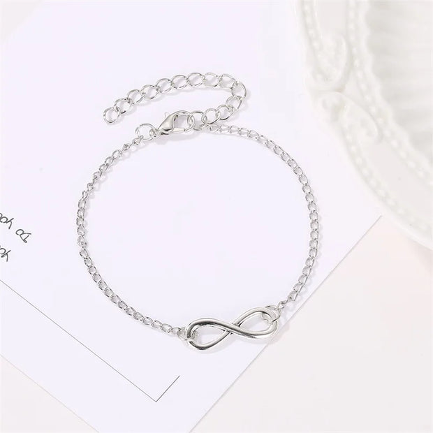 L040 Hot Minimalist Punk Vintage Bijoux Fashion Charm Infinity 8 Bracelets For Women Gift Men Chain Tiny Bangles Cheap Jewelry