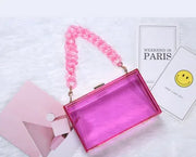New style single shoulder messenger transparent acrylic handbags fashion personality chain small square bag dinner acrylic bag