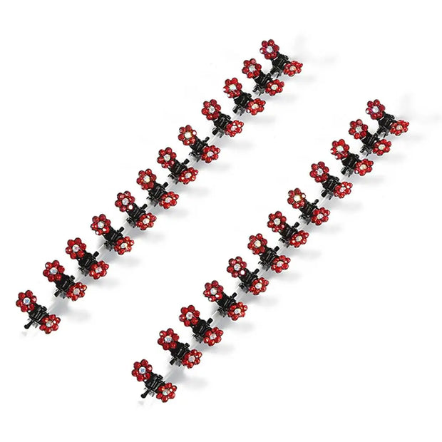 Small 12pcs/pack Crystal Rhinestone Flower Hair Claw Hairpins Styling Accessories Ornaments Hair Clips Hairgrip for Kids Girls