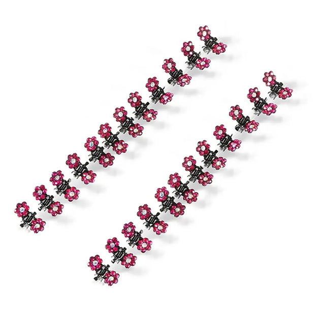 Small 12pcs/pack Crystal Rhinestone Flower Hair Claw Hairpins Styling Accessories Ornaments Hair Clips Hairgrip for Kids Girls