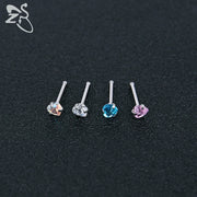 ZS 3-12pcs/lot Stainless Steel Nose Stud Set Round Heart Star CZ Crystal Nose Piercings 3MM L Shape Nostril Piercing Jewelry 20g