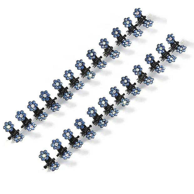 Small 12pcs/pack Crystal Rhinestone Flower Hair Claw Hairpins Styling Accessories Ornaments Hair Clips Hairgrip for Kids Girls