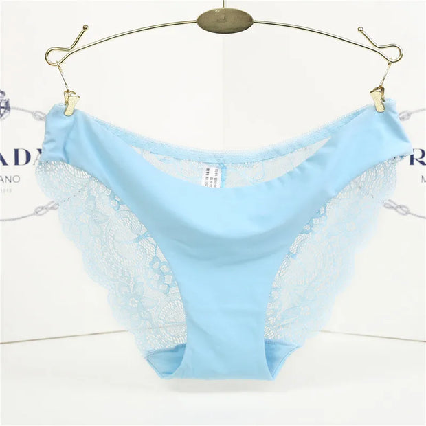 Women's Sexy Lace Panties Seamless Cotton Breathable Briefs Girls Transparent Underpants Plus Size Brand Underwear 1 Piece