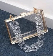 New style single shoulder messenger transparent acrylic handbags fashion personality chain small square bag dinner acrylic bag