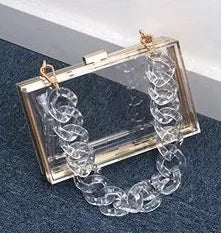 New style single shoulder messenger transparent acrylic handbags fashion personality chain small square bag dinner acrylic bag