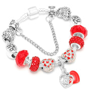 Silver Plated Charm Bracelet & Bangle With Key Lock Crystal Pendant Ball Bracelet For Women Wedding Valentine's Day Jewelry Gift