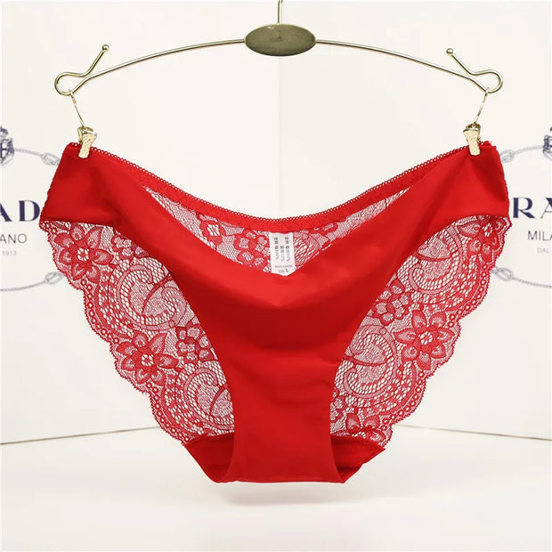 Women's Sexy Lace Panties Seamless Cotton Breathable Briefs Girls Transparent Underpants Plus Size Brand Underwear 1 Piece