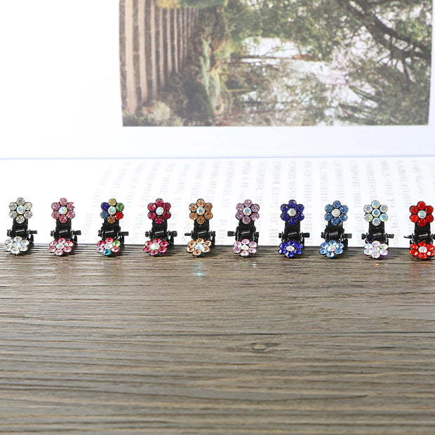Small 12pcs/pack Crystal Rhinestone Flower Hair Claw Hairpins Styling Accessories Ornaments Hair Clips Hairgrip for Kids Girls
