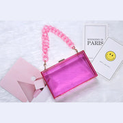 New style single shoulder messenger transparent acrylic handbags fashion personality chain small square bag dinner acrylic bag