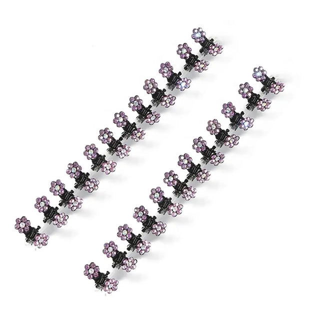 Small 12pcs/pack Crystal Rhinestone Flower Hair Claw Hairpins Styling Accessories Ornaments Hair Clips Hairgrip for Kids Girls