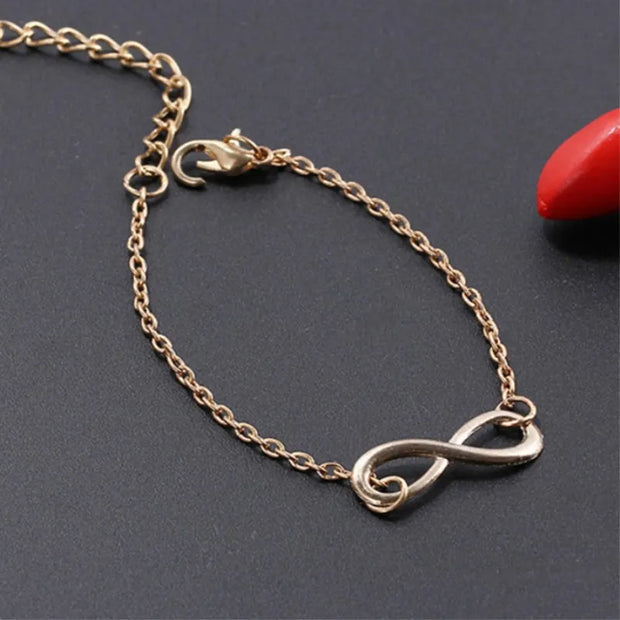 L040 Hot Minimalist Punk Vintage Bijoux Fashion Charm Infinity 8 Bracelets For Women Gift Men Chain Tiny Bangles Cheap Jewelry