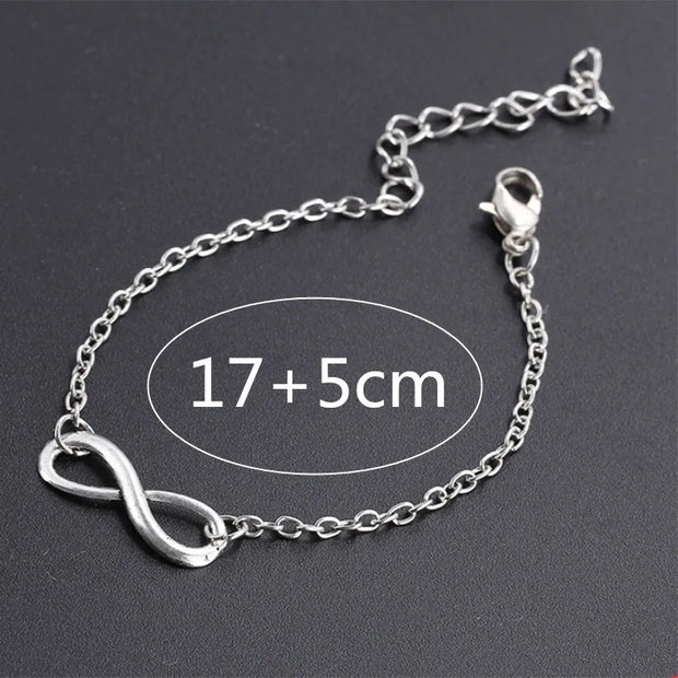 L040 Hot Minimalist Punk Vintage Bijoux Fashion Charm Infinity 8 Bracelets For Women Gift Men Chain Tiny Bangles Cheap Jewelry
