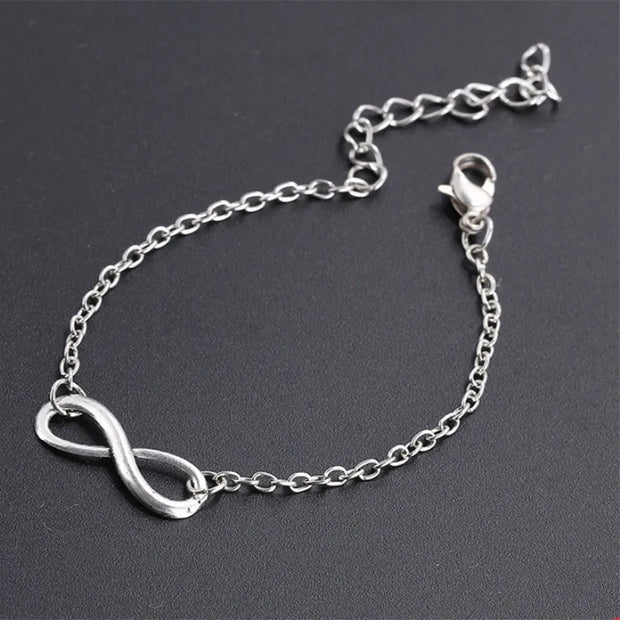 L040 Hot Minimalist Punk Vintage Bijoux Fashion Charm Infinity 8 Bracelets For Women Gift Men Chain Tiny Bangles Cheap Jewelry