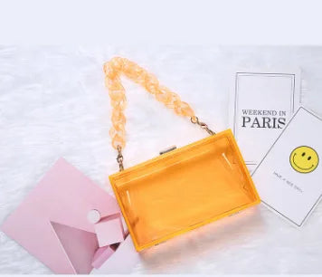 New style single shoulder messenger transparent acrylic handbags fashion personality chain small square bag dinner acrylic bag