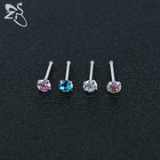 ZS 3-12pcs/lot Stainless Steel Nose Stud Set Round Heart Star CZ Crystal Nose Piercings 3MM L Shape Nostril Piercing Jewelry 20g