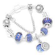 Silver Plated Charm Bracelet & Bangle With Key Lock Crystal Pendant Ball Bracelet For Women Wedding Valentine's Day Jewelry Gift