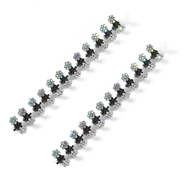 Small 12pcs/pack Crystal Rhinestone Flower Hair Claw Hairpins Styling Accessories Ornaments Hair Clips Hairgrip for Kids Girls