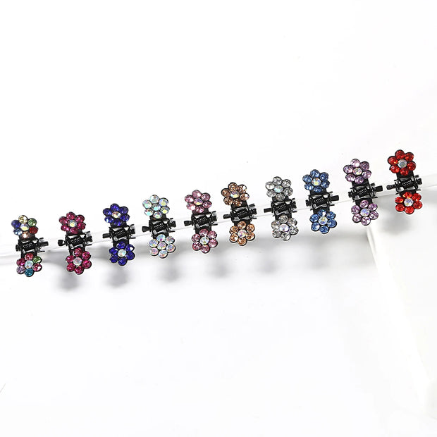 Small 12pcs/pack Crystal Rhinestone Flower Hair Claw Hairpins Styling Accessories Ornaments Hair Clips Hairgrip for Kids Girls