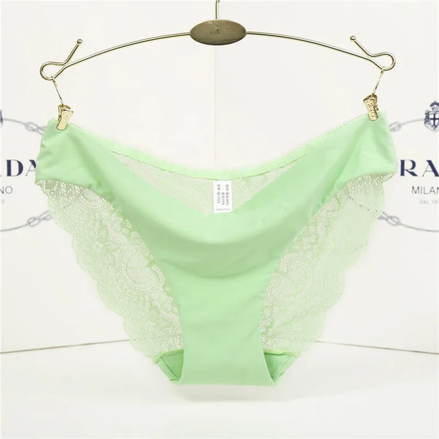 Women's Sexy Lace Panties Seamless Cotton Breathable Briefs Girls Transparent Underpants Plus Size Brand Underwear 1 Piece