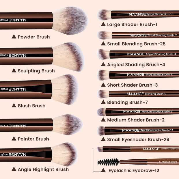 MAANGE 13pcs Makeup Brushes with Storage Bag Soft Fluffy Cosmetic Foundation Powder Eyeshadow Kabuki Blending Beauty Tool Makeup