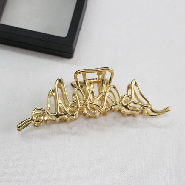 Fashion Elegant Gold Color S-shaped Metal Hairpins Hair Claw For Women Girls Korean Hair Clips Ponytail Clip Hair Accessories