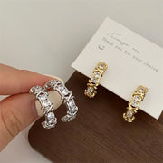 Vintage CC Design Stud Earrings for Women Korean Fashion X Cross Zircon Earring Engagement Jewelry Gifts Wholesale