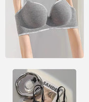6cm Thickened Push-Up Bra for Small Chest Wireless No Steel Ring Anti-Slip Pads Seamless Invisible Adjustable Straps