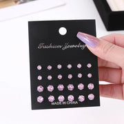 12 Pair/Lot White Shiny Wedding Stud Earrings Set for Women Men Crystal Jewelry Accessories Oorbellen Jewelry Earrings