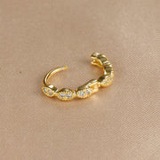 1PC 18K Gold Plated Stainless Steel Round Circle Earrings for Women Teens Cubic Zircon Star Leaf Hoop Earrings Piercing Jewelry