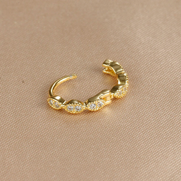 1PC 18K Gold Plated Stainless Steel Round Circle Earrings for Women Teens Cubic Zircon Star Leaf Hoop Earrings Piercing Jewelry