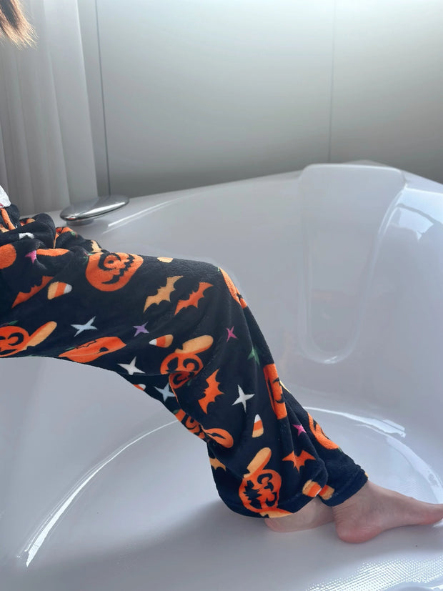 Halloween Hello Kitty Loungewear Pants Cartoon Flannel Pajama Autumn Winter Casual Loose Trousers Ghost Pumpkin Halloween Gift