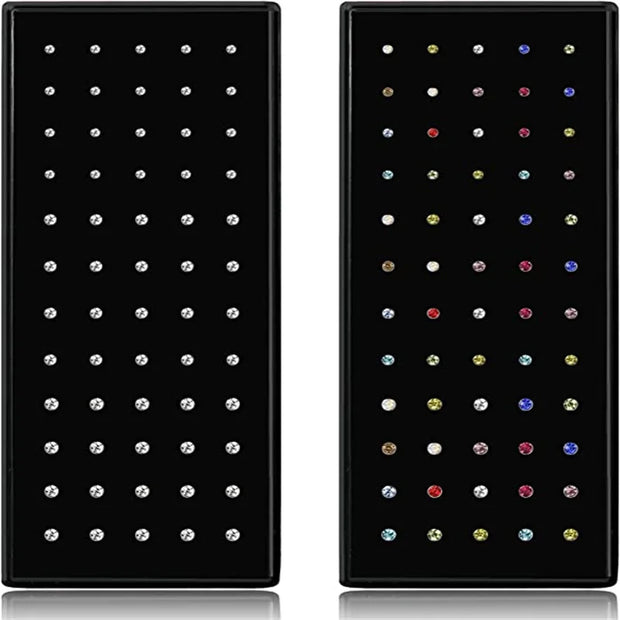 60Pcs Fashion L Shape Rhinestone Crystal Stainless Steel Nose Piercing Ear Bone Women Hypoallergenic Body Jewelry Piercing