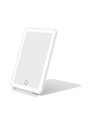 LED Foldable Travel Makeup Mirror 3 Colors Light Modes USB Rechargeable Touch Screen Portable Tabletop Cosmetic Mirror Handheld
