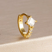 1PC 18K Gold Plated Stainless Steel Round Circle Earrings for Women Teens Cubic Zircon Star Leaf Hoop Earrings Piercing Jewelry