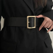 New Vintage Large Buckle Fashionable Women's Wide Belt Dress Decorative PU Women's Belt