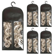 5 Groups Wig Storage Bags with Transparent Dust-Proof Covers and Durable Hangers(5Dust Covers + 5 Hangers)