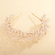 Luxury Pearl Crystal Bridal Crown Headpieces Handmade Party Wedding Hair Accessories Vintage Rhinestone Women Headband Tiaras