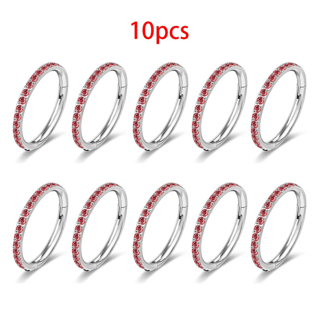 1PC G23 F136 Titanium Women's Round Earrings Nose Ring Hinge Clicker Open Diaphragm Nose Ring Fashion Lady Piercing Jewelry 16G