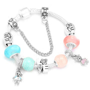 Silver Plated Charm Bracelet & Bangle With Key Lock Crystal Pendant Ball Bracelet For Women Wedding Valentine's Day Jewelry Gift