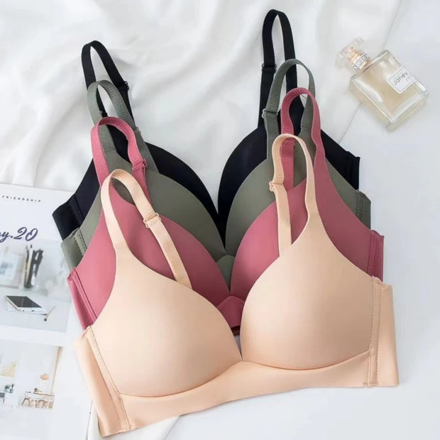 2Pcs/Set Seamless Bras For Women Glossy Underwear 3/4 Cup Push Up Bra Non-wire Bralette Japanese Female Sexy Lingerie S-XXL