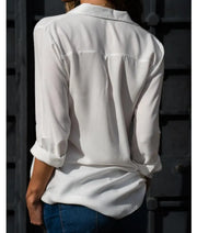 Autumn Shirt Women's Polo Collar Office Lady blouse Vintage Shirt Loose Button Up Down Shirts Fashion Tops