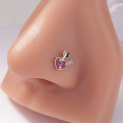 1Pcs Nose Rings Studs L Shaped Nose Rings for Women Heart Nose Nostrial Piercing Jewelry Valentine's Day Gifts