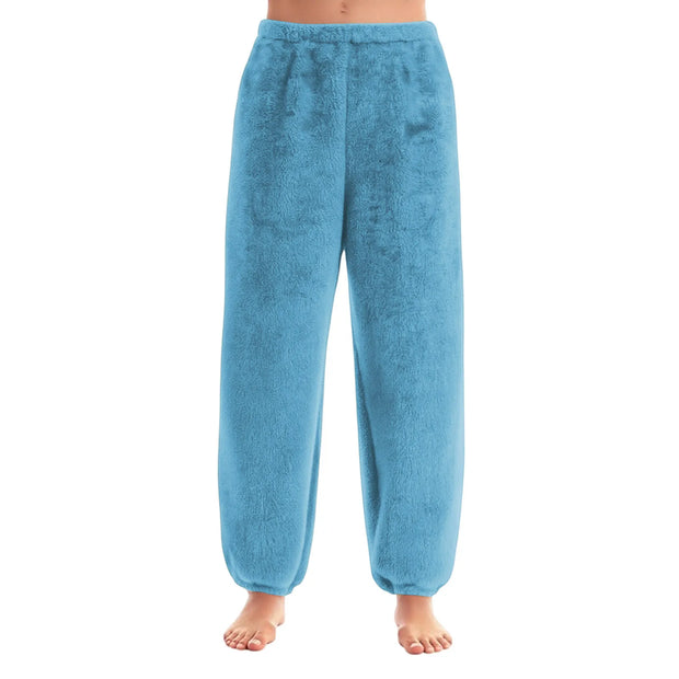 Women Comfortable Plush Sleep Bottoms Trendy Casual Solid Color Pajama Pants Female Leisure Family Daily Soft Cozy Trousers