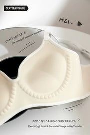 Trendy 2Pcs/Set Women's Seamless Solid Color Bras Sexy Letter Straps Wireless Push Up Underwear New Ladies Deep V Neck Brassiere