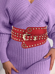 New 2023 European and American style women's wide waistband fashionable retro elastic elastic waistband dress with waistband dec