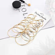 12Pairs/6Pairs Simple Punk Hoop Earrings Set Big Circle Earrings Jewelry for Women Girls Ear Hoops Earring Round Oversized