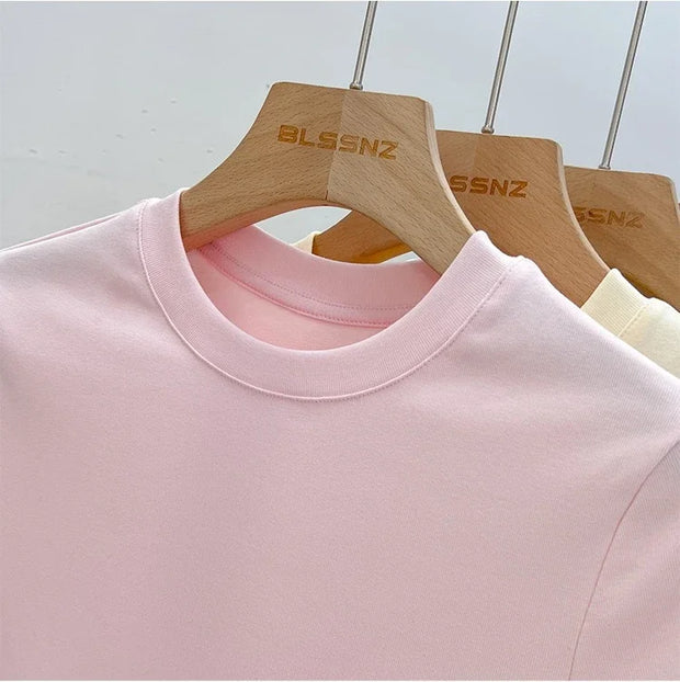 Zjaiss 2025 O-Neck Fashion T-Shirt Summer Sexy Basic Top Solid Short Sleeve Womens Tshirt Casual Korean Tee Streetwear